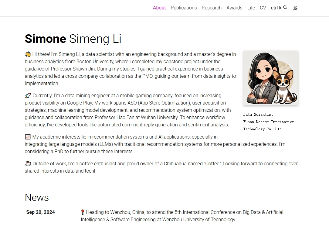 个人研究项目展示网站